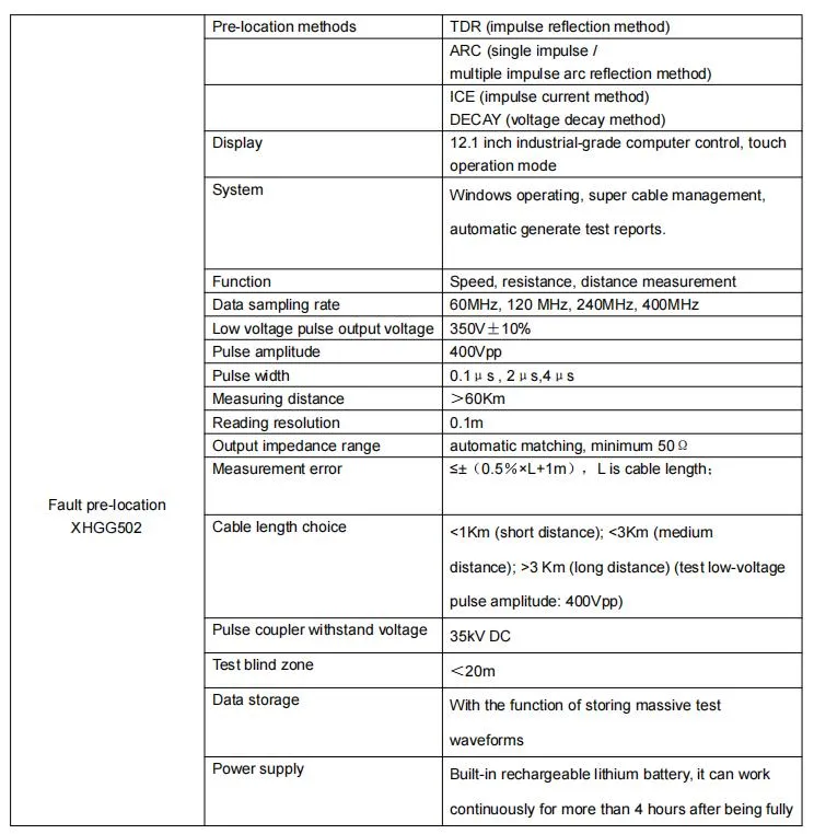 XhGG502 Arc Multiple Pulse Underground Cable Fault Location Tdr Cable Fault Locator 4